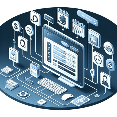 Iso­me­tri­sche Vektorillustration einer umfassenden Eventmanagement-Software, dargestellt ohne menschliche Figuren, um den Fokus auf die lebendige und farbenfrohe Benutzeroberfläche zu legen. Das Design präsentiert ein digitales Dashboard mit hellen, eindeutigen Symbolen für verschiedene Aspekte des Eventmanagements wie Unterstützung (Headset-Symbol), Zahlungsoptionen (Kreditkarten- und Währungssymbole), Veranstaltungen (Kalender- oder Ticket-Symbol) und Ticketkategorien (verschiedene Ticketformen oder -etiketten). Diese Symbole sind nahtlos miteinander verbunden, was die integrierte Funktionalität der Software illustriert. Der Hintergrund ist mit energetischen Farbverläufen und digitalen Motiven gestaltet, was die dynamische und benutzerfreundliche Erfahrung unterstreicht. Die Illustration zielt darauf ab, die umfassenden Funktionen der Software und ihre Effizienz bei der Erleichterung von Eventmanagement-Aufgaben visuell zu kommunizieren, was sie zu einem unverzichtbaren Werkzeug für Organisatoren macht.