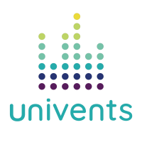 univents_vertical_logo_bild_colour Vertically arranged univents logo and brand name.